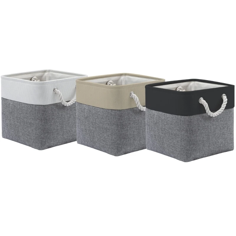 4 Pieces Fabric Storage Cubes Stylish and Practical Baskets with Rope Handles