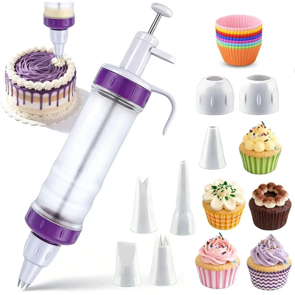 Decorating Syringe Set with 7 Nozzles for Icing and Frosting on Baked Goods and Cupcakes