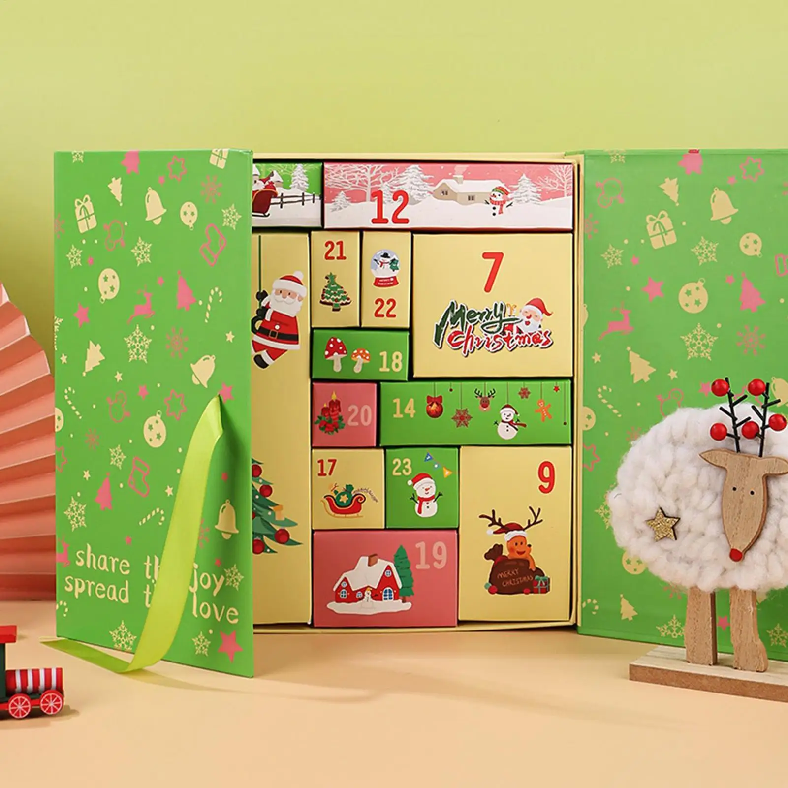 Foldable Christmas Advent Calendar Box 24-Day 2025 Empty Fillable Case Holiday Festival Birthday Stocking Candy Treat Organizer