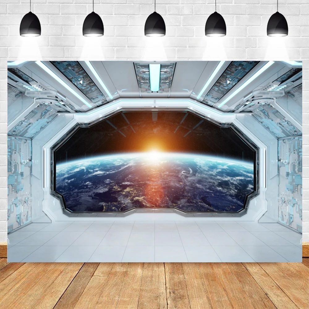 Spaceship Interior Backdrop Window View On Planet Earth Universe Exploration Science Fiction Spacecraft Photography Background