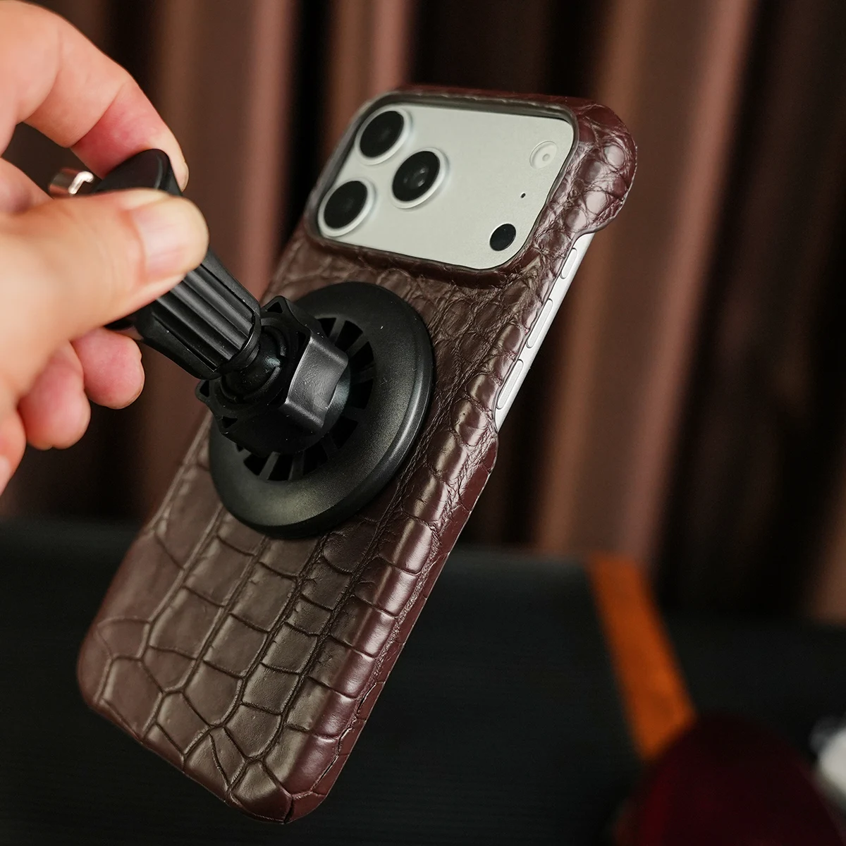 Luxury Genuine Leather for MagSafe Phone Case for iPhone 15 16 17  18 Pro Max 17Pro 18Pro 16Pro Magnetic Protection Back Cover - view 4