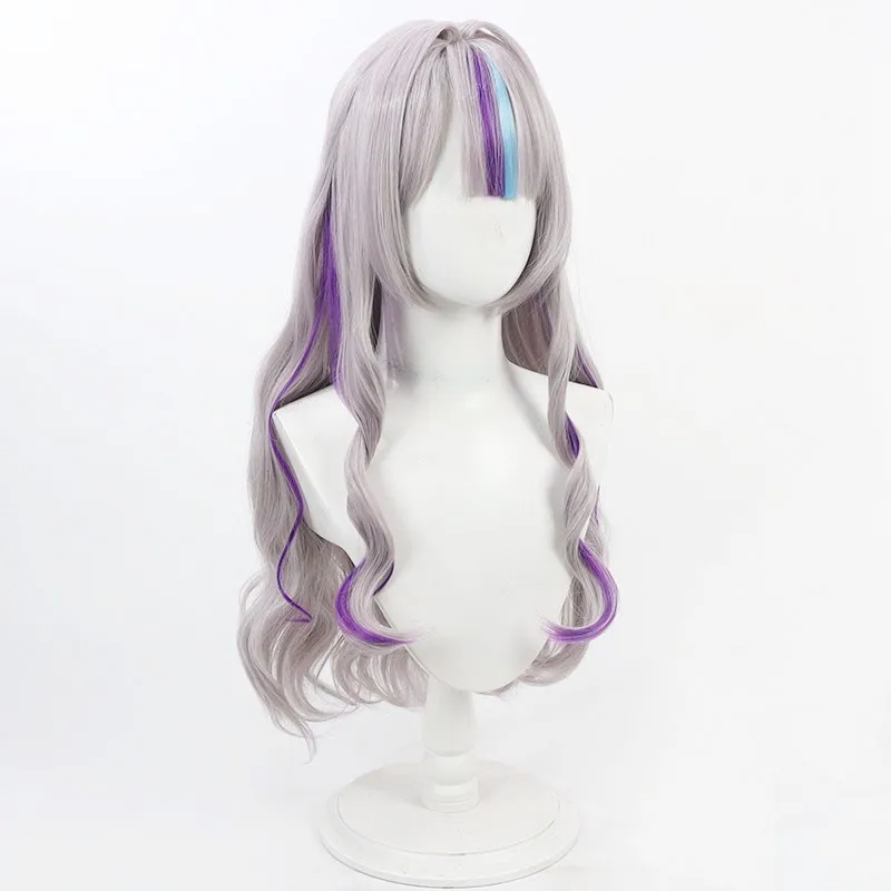 Hololive VTuber Murasaki Shion cosplay wig multi-color highlights silicone scalp Halloween gift