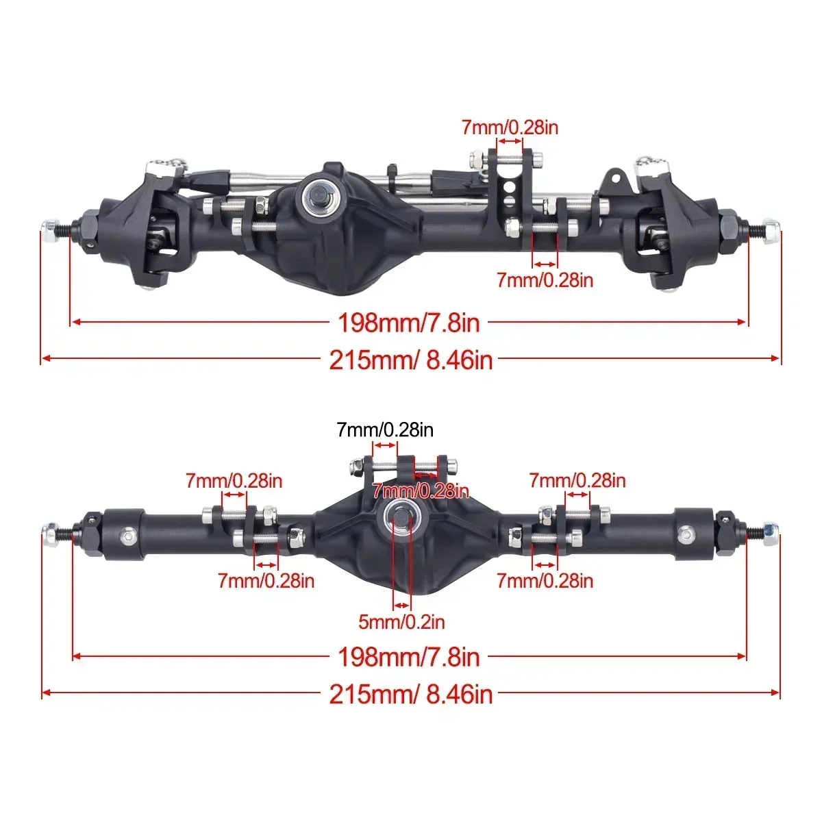 CNC Aluminum One Piece Construction Offset Straight Axle Set for 1/10 RC Crawler Axial SCX10 II Vanquish VS4-10 Chassis Parts