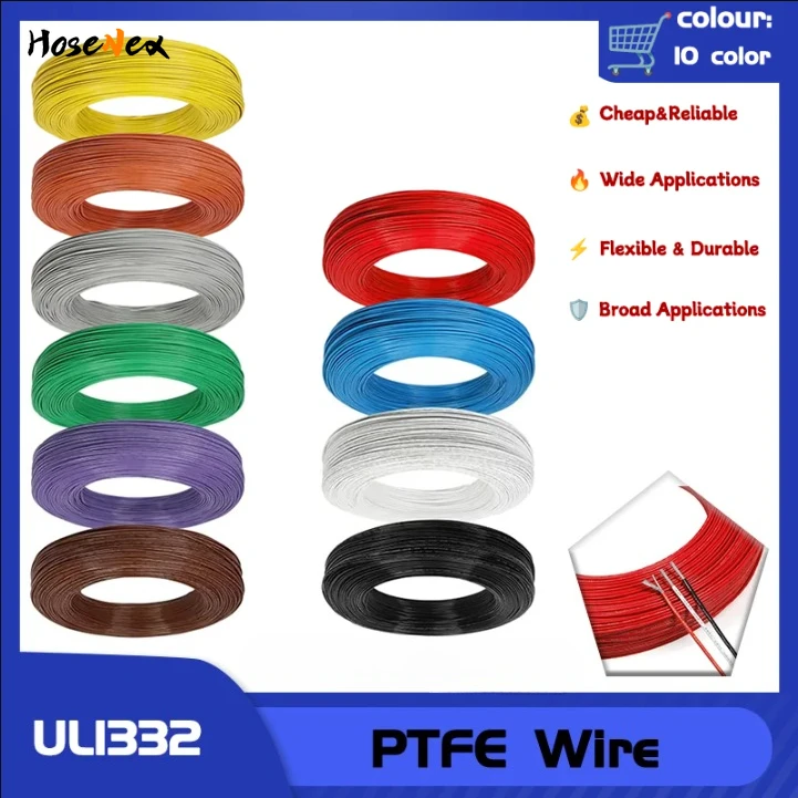 

Extreme High Temperature 200°C FEP/PTFE Tinned Copper Wire UL1332 Approved Oil & Acid Resistant Cable for 3D Printer 22AWG 24AWG