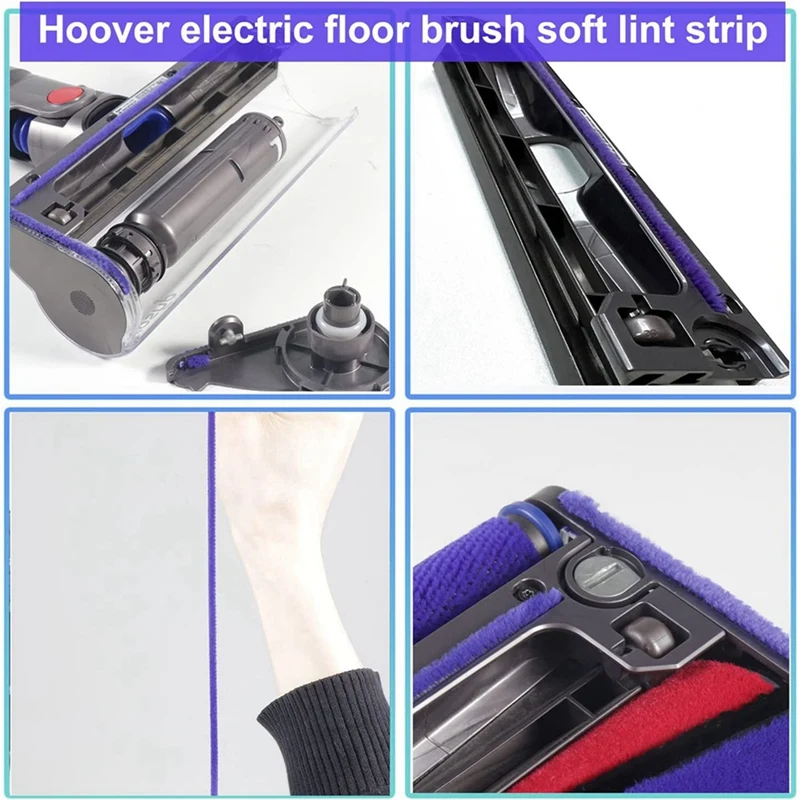 2x escova de substituição para dyson v6 v7 v8 v10 v11, acessórios de rolo macio, com 12 tiras de feltro, limpeza e remoção de poeira