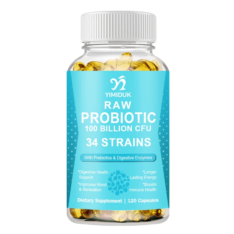 

Капсулы с пробиотическим ферментом, 100 миллиардов CFU, 34 сторонами с пребиотиками и ферментами пищеварительной очистки для кишечной флоры и здоровья пищеварения