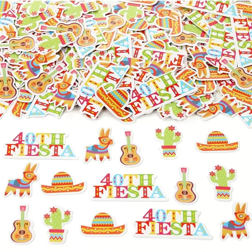 

Cheereveal 200pcs Colorful 40th Fiesta Themed Confetti,40th Fiesta Birthday Party Decorations Supplies