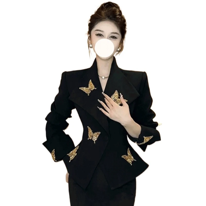 

Women Blazers Coat Black Suit Jacket for Women, 2025 Spring and Autumn Suit Short Jacket Top