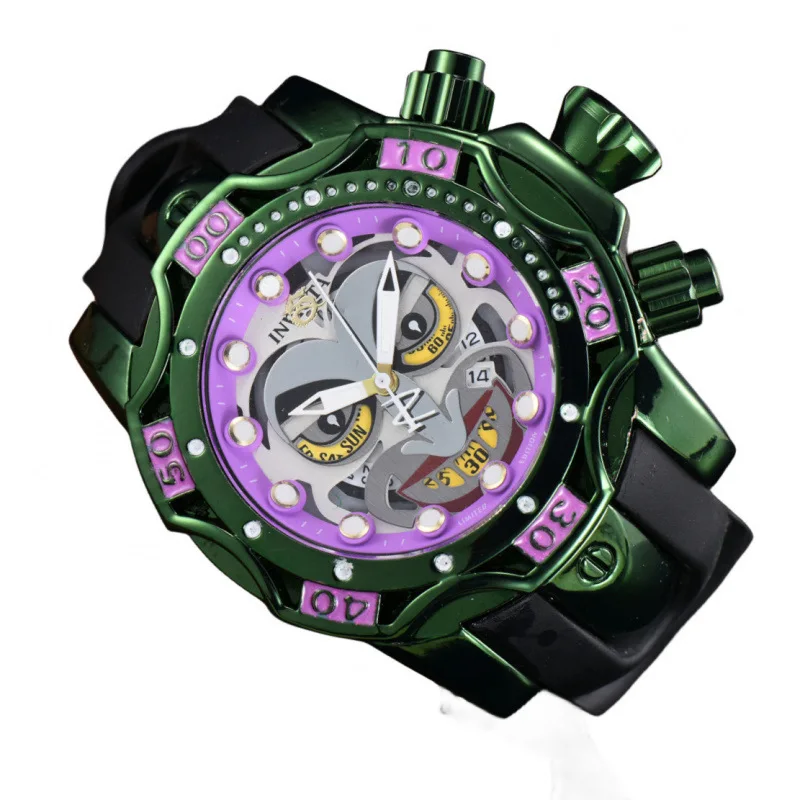 2025 Invicta Joker Reloj de cuarzo para hombre Acero inoxidable 1000 M Esfera cromática resistente al agua Edición limitada Estilo deportivo gratis