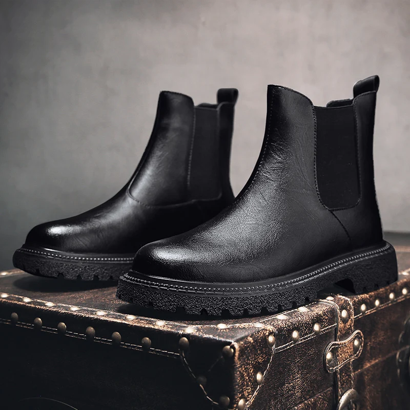 

Men's genuine leather shoes High quality casual British style Work Office Leisure Business Fashion autumn and winter boots