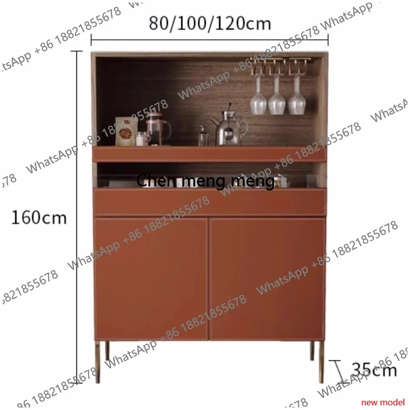 

Multifunctional Side Wine Cabinet Light Luxury Saddle Leather Wine Cabinet Small Apartment High Bar Furniture Drankenkast