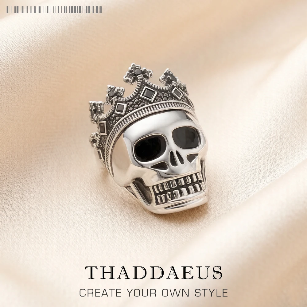 Skull King Siegelring, feiner europäischer Schmuck für Frauen, 2022 brandneues Bohemia-Glücksgeschenk aus 925er Sterlingsilber
