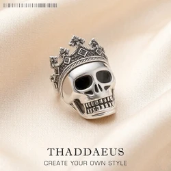 Skull King Signet Ring,Europe Fine Jewerly For Women,2022 Brand New Bohemia Lucky Gift In 925 Sterling Silver