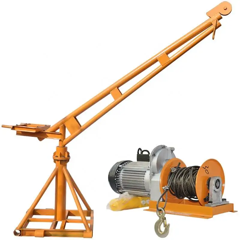 360 degrees rotate 500kg 1000kg 2000kg  small outdoor use mini engine crane construction materials lift crane