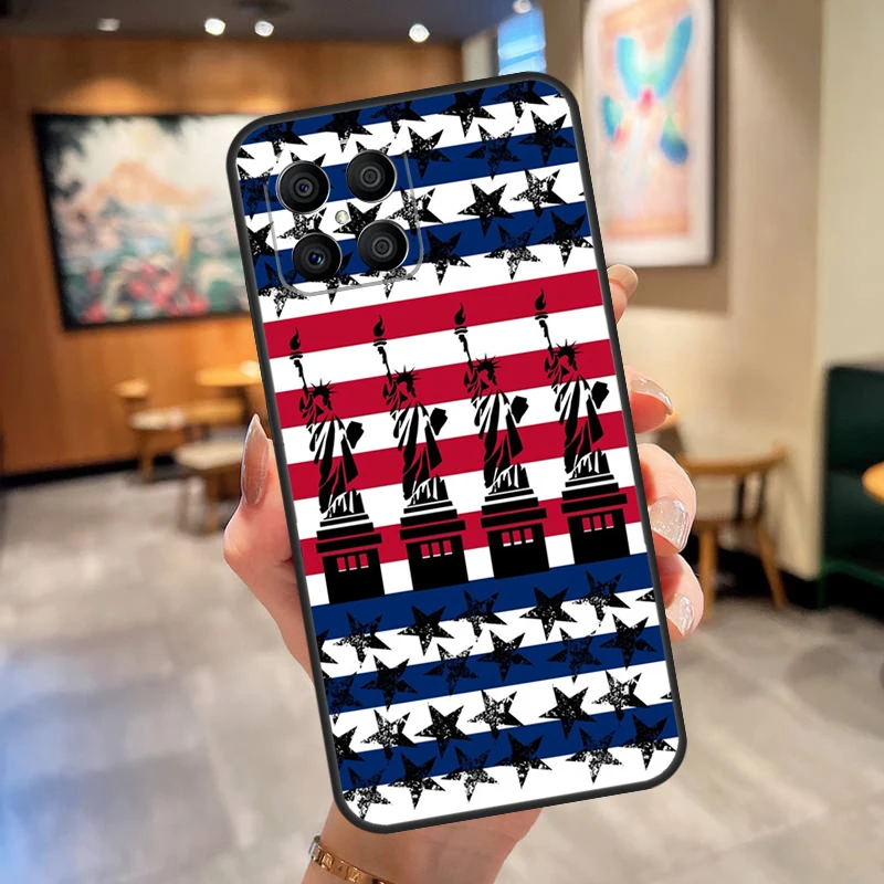 America USA Flag Statue of Liberty For Honor X7 X8 X9 50 70 Case For Huawei P40 Lite P50 P30 P20 Pro Nova 5T P Smart Z Cover