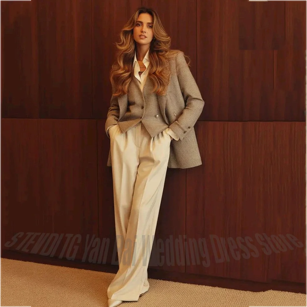 

Luxury 2026 Women Suit Blazer Vest Pants Peaked Lapel Straight Fit Formal Business Outfit Office Lady Stylish Casual Set 3 Piece