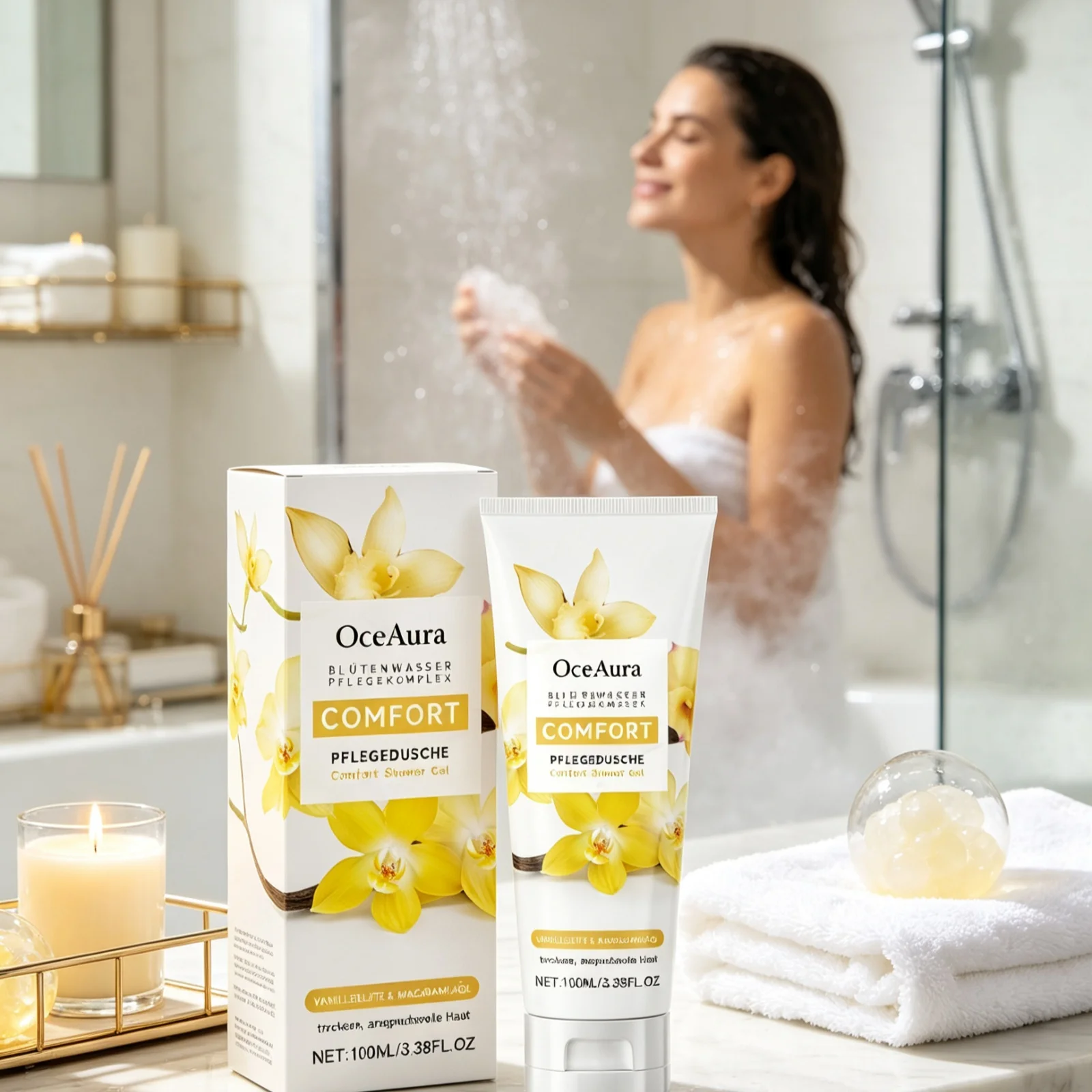 OceAura Soothing Body Wash Deep Nourishing Tighten Body Skin Soften Cuticle Protect Barrier Gentle Cleansing Comfort Shower Gel