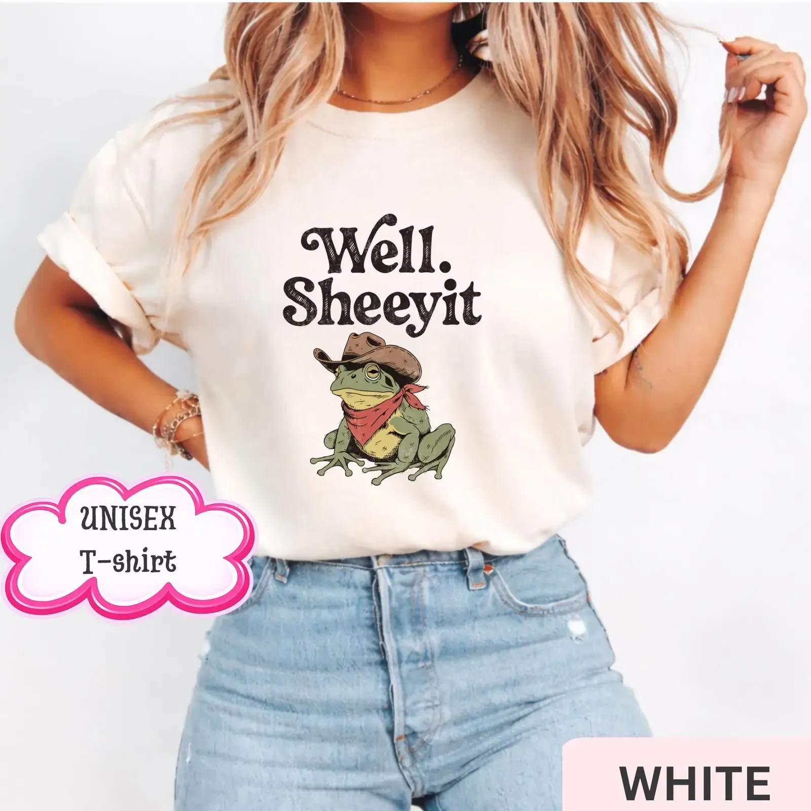 Cowboy Frog Well Sheeyit T Shirt Sarcastic Western Toad  vintage Washed Slightly Breathable Stretched Unisex graphic homme