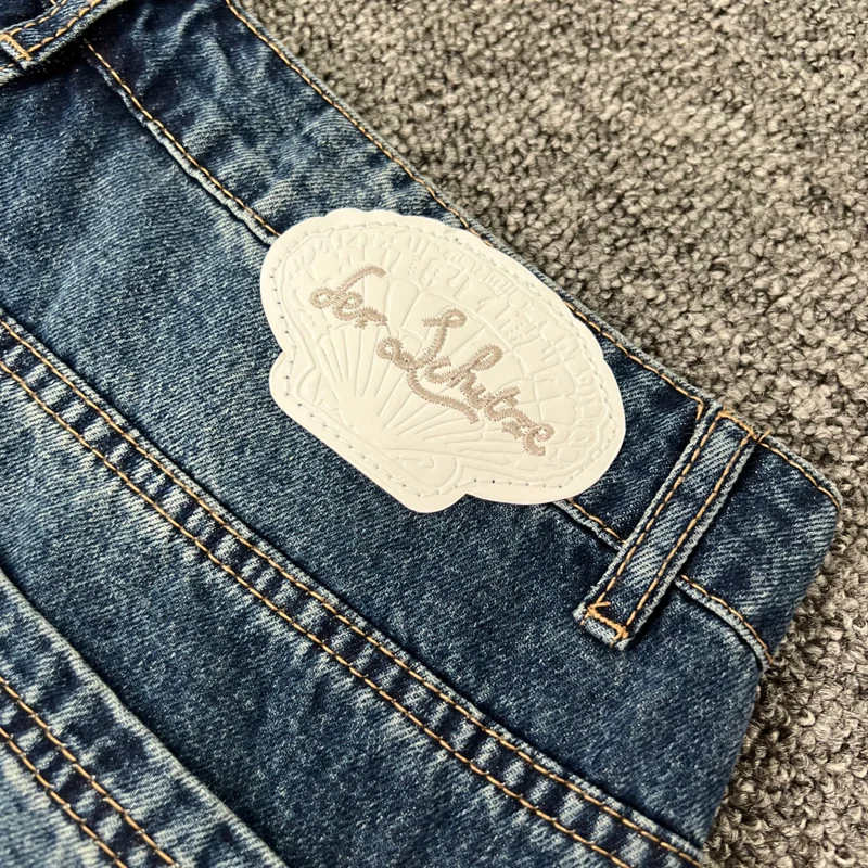 กางเกงยีนส์ปักลาย Venus Denim Label สีน้ำเงิน กางเกงขายาวทรงตรงหลวม สไตล์ลำลอง คุณภาพสูง สำหรับผู้ชายและผู้หญิง