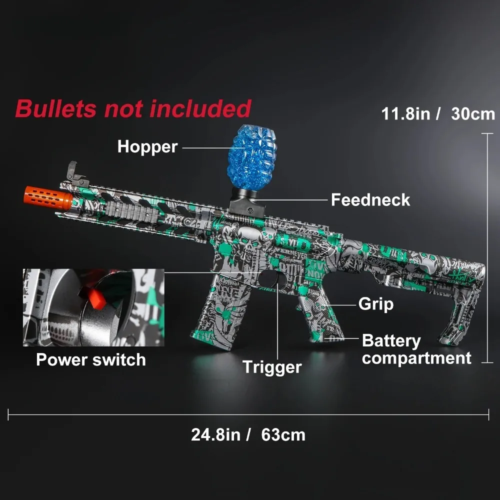 M416 Pistola giocattolo elettrica Blaster con sfera d'acqua, completamente automatica, gioco di tiro all'aperto, giocattoli, regalo perfetto per i bambini (nessun proiettili inclusi)