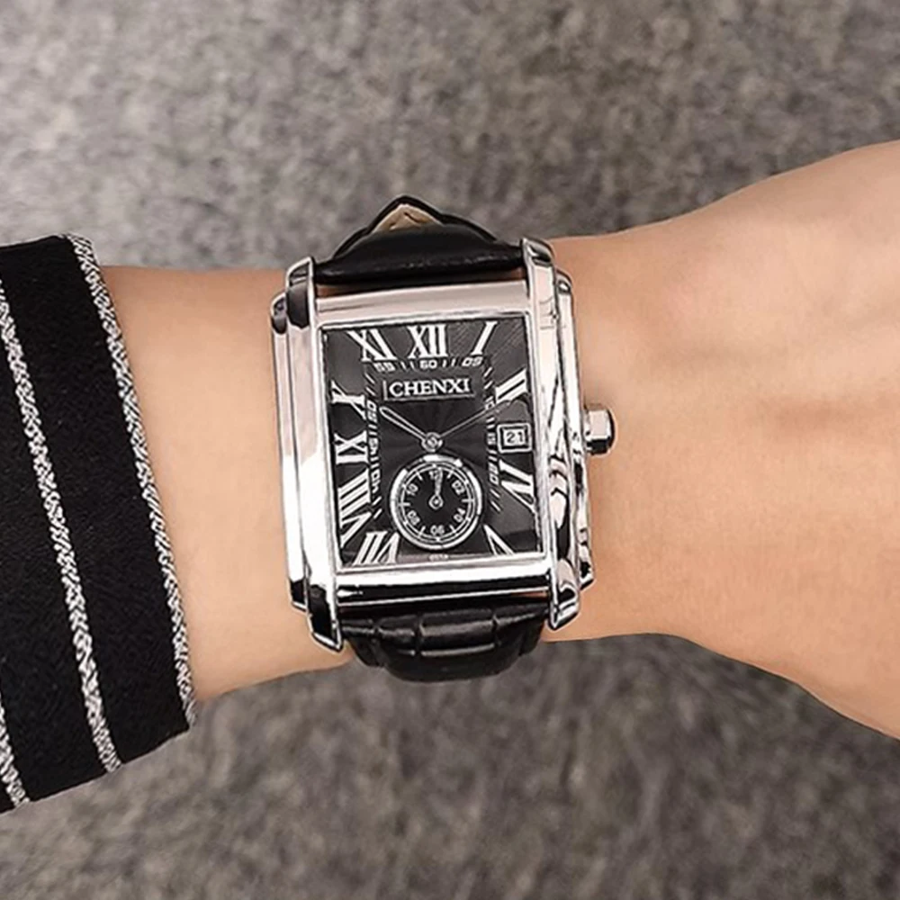 Relojes de marca de lujo de negocios para hombre, esfera cuadrada de alta gama, luminoso, resistente al agua, segundos para correr, reloj de cuarzo Original para hombre