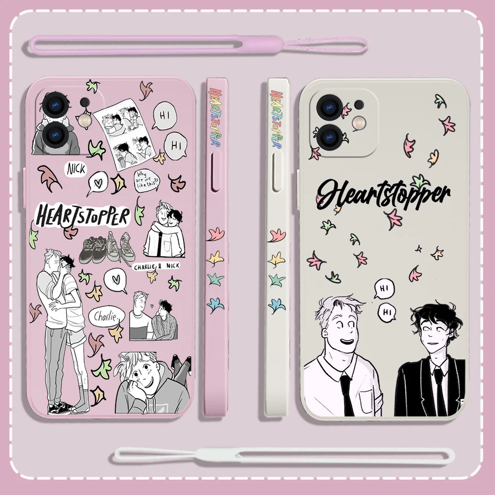 Cartoon Heartstopper Phone Case For iPhone 15 14 13 12 11 Pro Max Mini X XR XSMAX SE 8 7 6S Plus Soft Liquid Silicone Cover