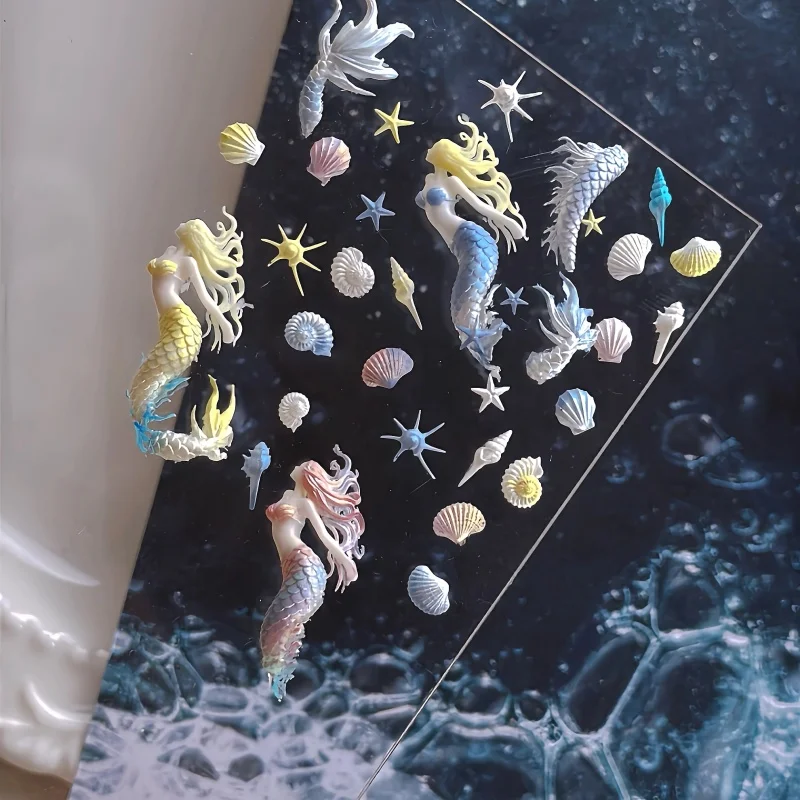 Stampo per unghie 3D conchiglia di mare Strumenti per unghie in silicone Sirena estiva Spiaggia Oceano Pendenti per unghie Stampi in resina Accessori per nail art Forniture per unghie