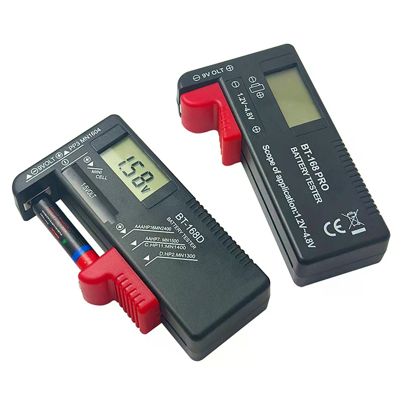 BT-168D Battery Tester Universal Digital LCD Tester AA AAA CD 9V 1.5V Button Cell Voltage Battery Voltage Tester