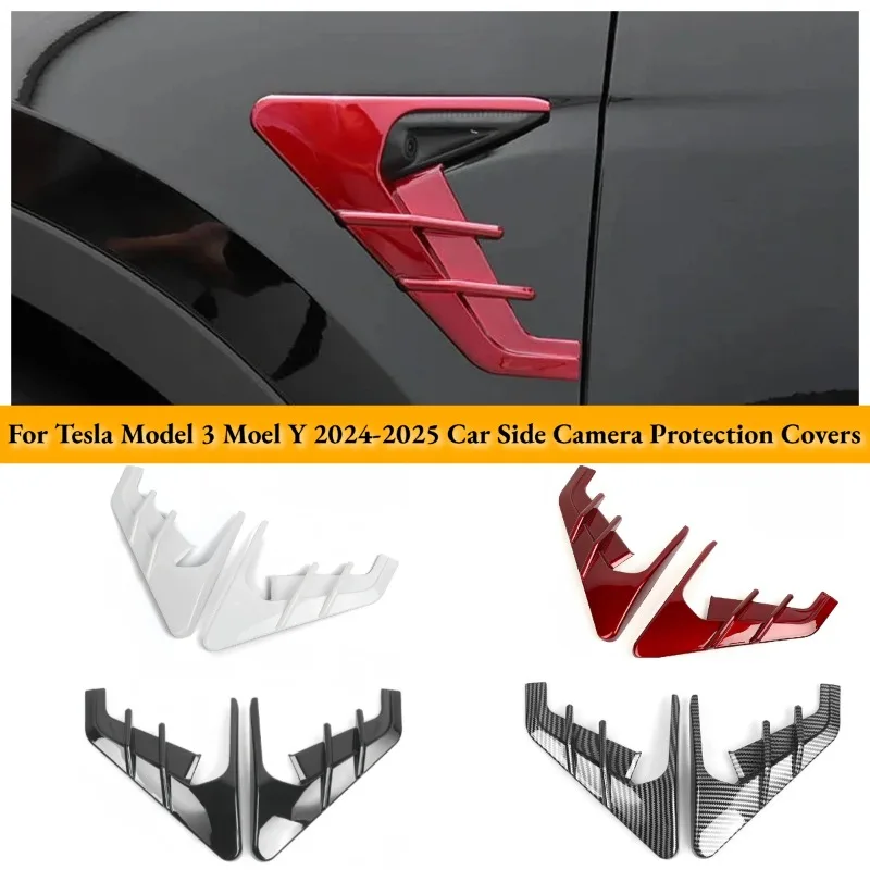 2pcs Side Camera Cover for Tesla New Model Y Juniper 2025 Launch Model 3 Highland 2024 Leaf Board Dash Cam Protective