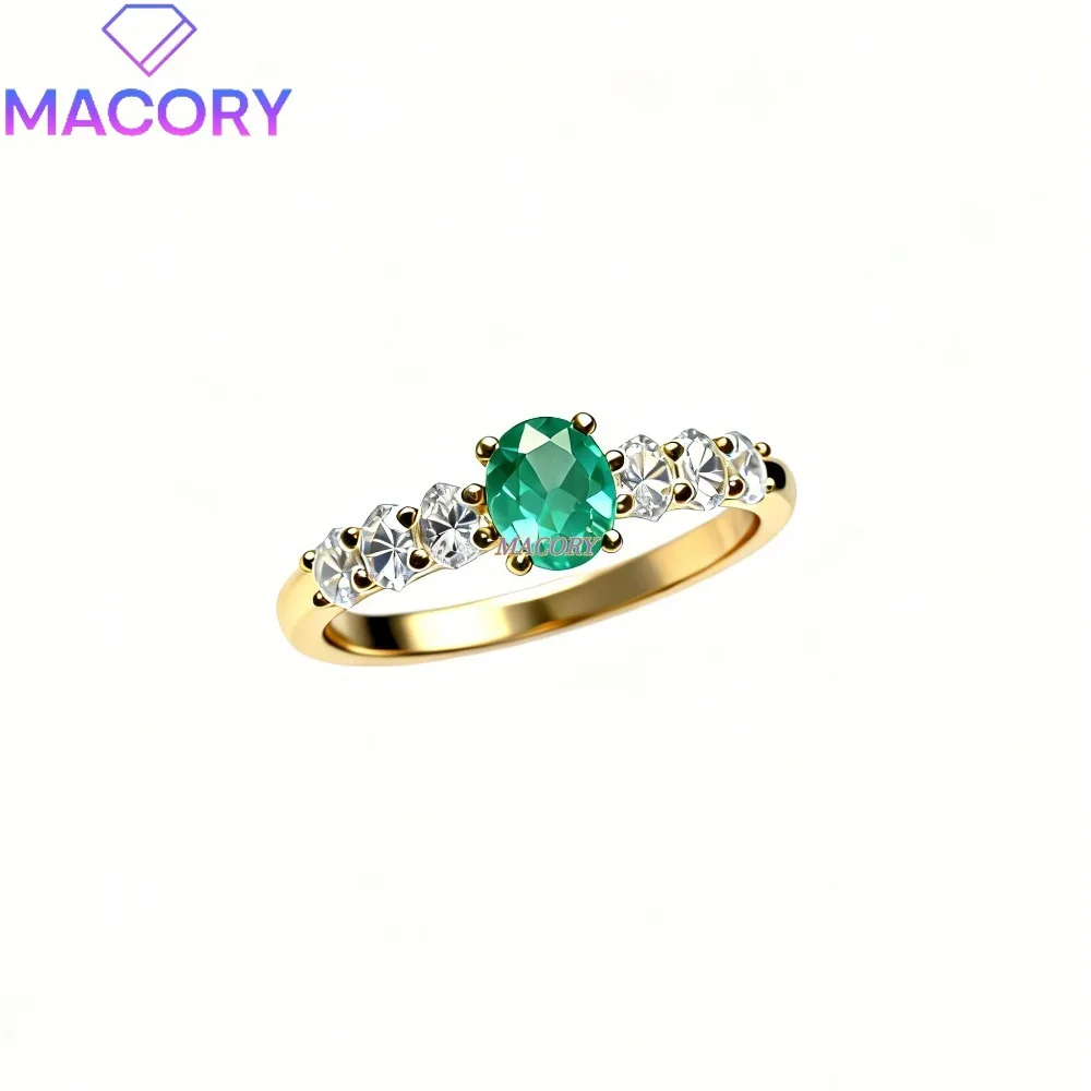 New Emerald Ring S925 Sterling Silver Jewelry Engagement Wedding Ring Christmas Valentine's Day Anniversary Gift First Choice