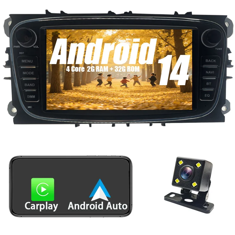 

Android car radio for Ford fox 2008-2011stereo screen Carplay Android Auto Bluetooth GPS Navigation FM radio 7’ [2+32G]