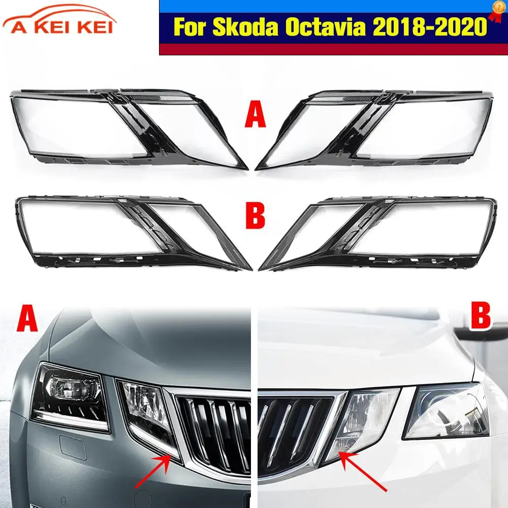 

For Skoda Octavia 2018 2019 2020 Auto Headlight Lens Cover Shell Headlamp Lampshade Lamp cover Transparent Headlight Cover
