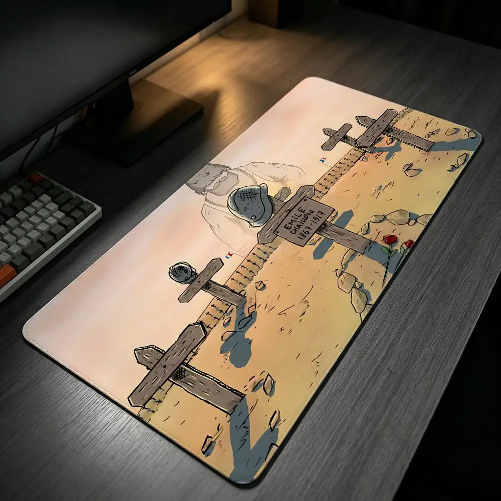 game Valiant Hearts Mouse Pad MousePad Stitched Edge Gaming Anti‑Slip Rubber Base Waterproof Desk Mat For Office Laptop PC