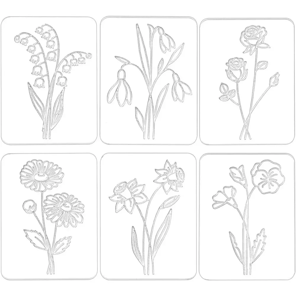 

6 шт., 6 стилей, глиняные штампы для тиснения, 1,53x1,14 дюйма, керамика, цветок, полимерная текстура для изготовления серег, ювелирных изделий, инструменты из полимерной глины