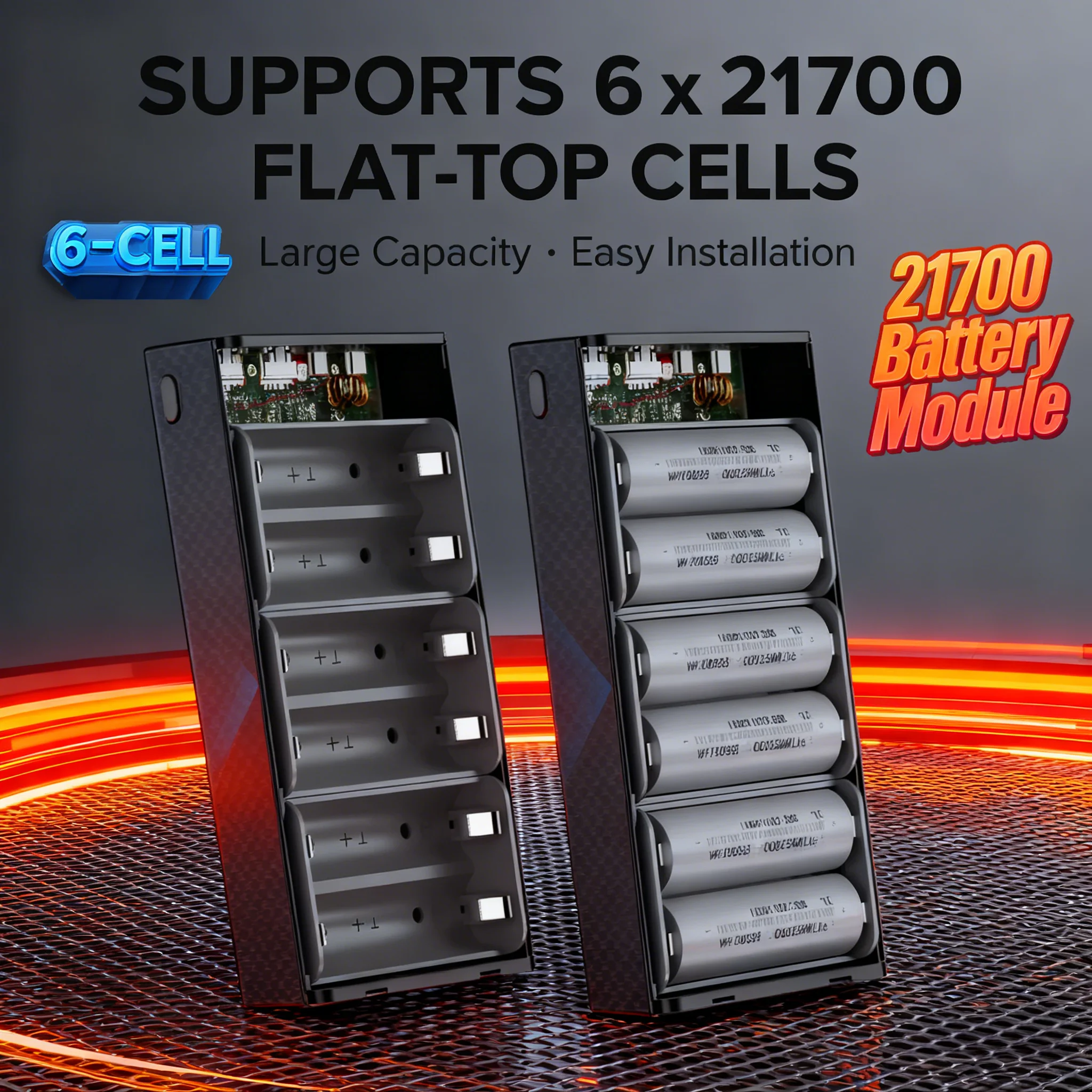 Caixa de bateria 21700 com tela de exibição - saída PD de 100 W, montagem sem ferramentas, revestimento removível de carregamento rápido para vários dispositivos