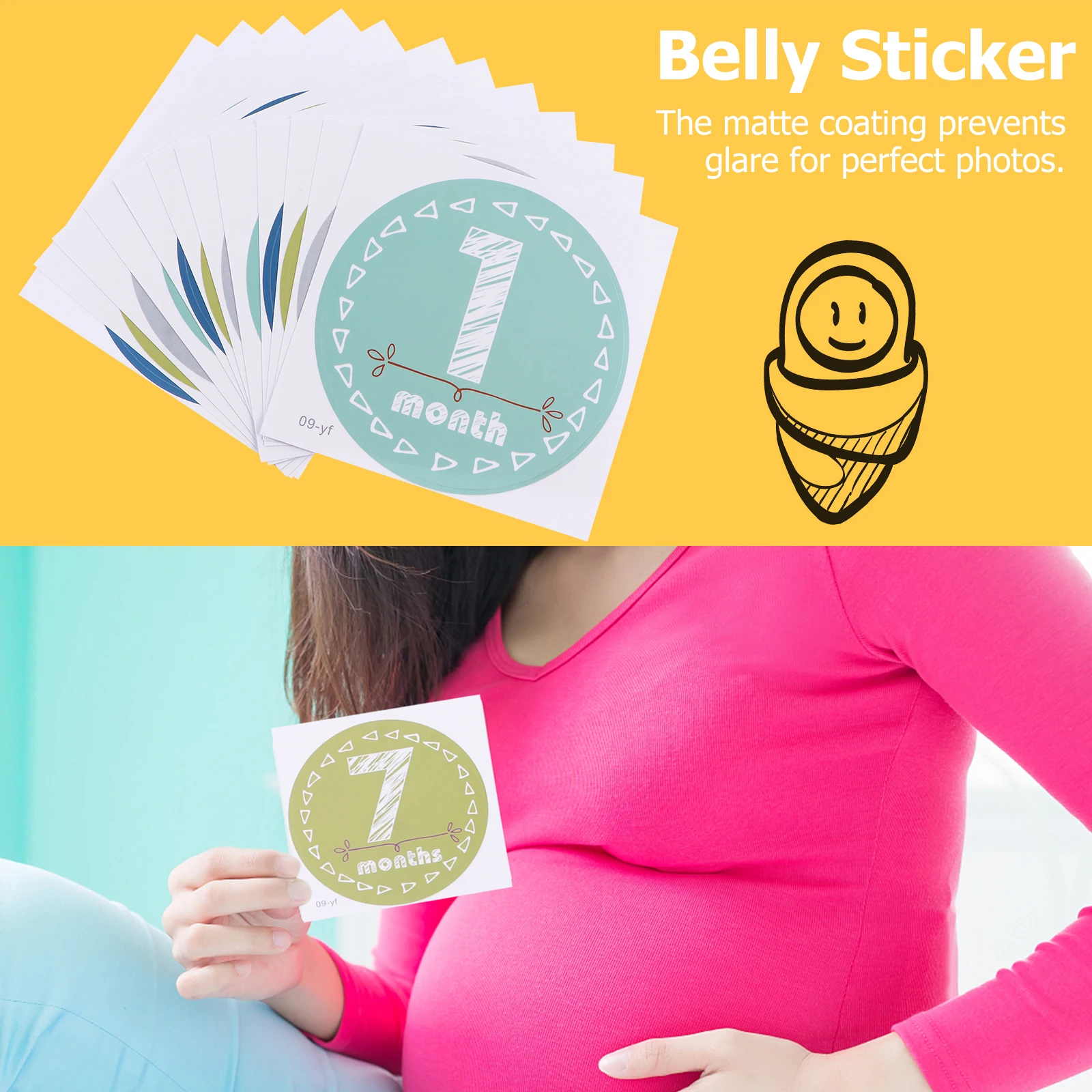 

Baby Milestone 1 12 Months Photo Prop Keepsake Label Celebrate Newborn First Year Month Sticker Belly Sticker Record