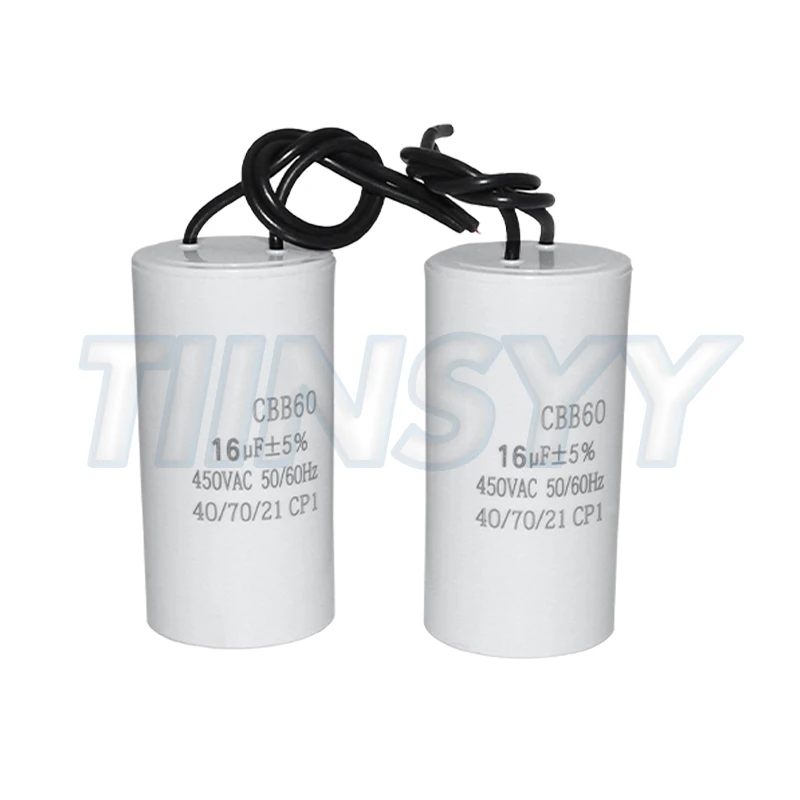 Condensador de Arranque CBB60 para Motor, 450VAC, 5%, para Lavadora, 450V 3UF 4UF 5UF 6UF 8UF 10UF 12UF 15UF 18UF 20U (1 Unidad)