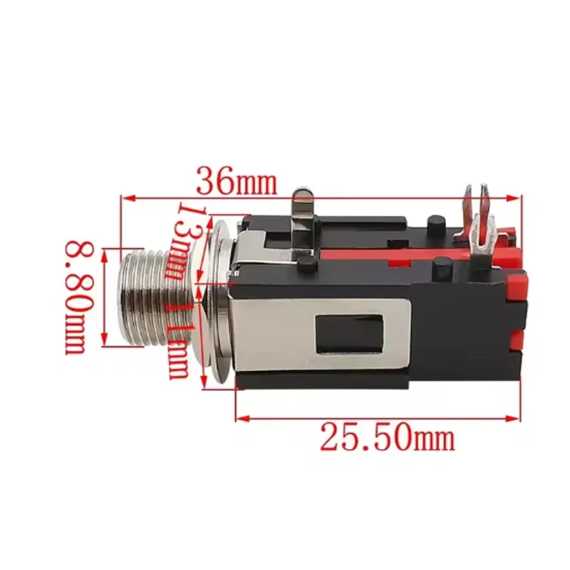 6,35mm 1/4 Zoll Audio-Buchse Mono Stereo TS TRS Buchse für Panelmontage für Gitarrenverstärker und Audiogeräte PJ308/309 – Detail 8