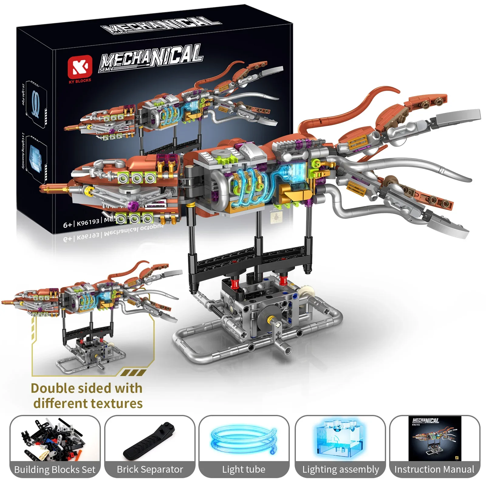

deep sea Squid Building Block Semi-Mechanical Marine Animal with Movable Tentacles luminescent Educational Toy for Kid Adult