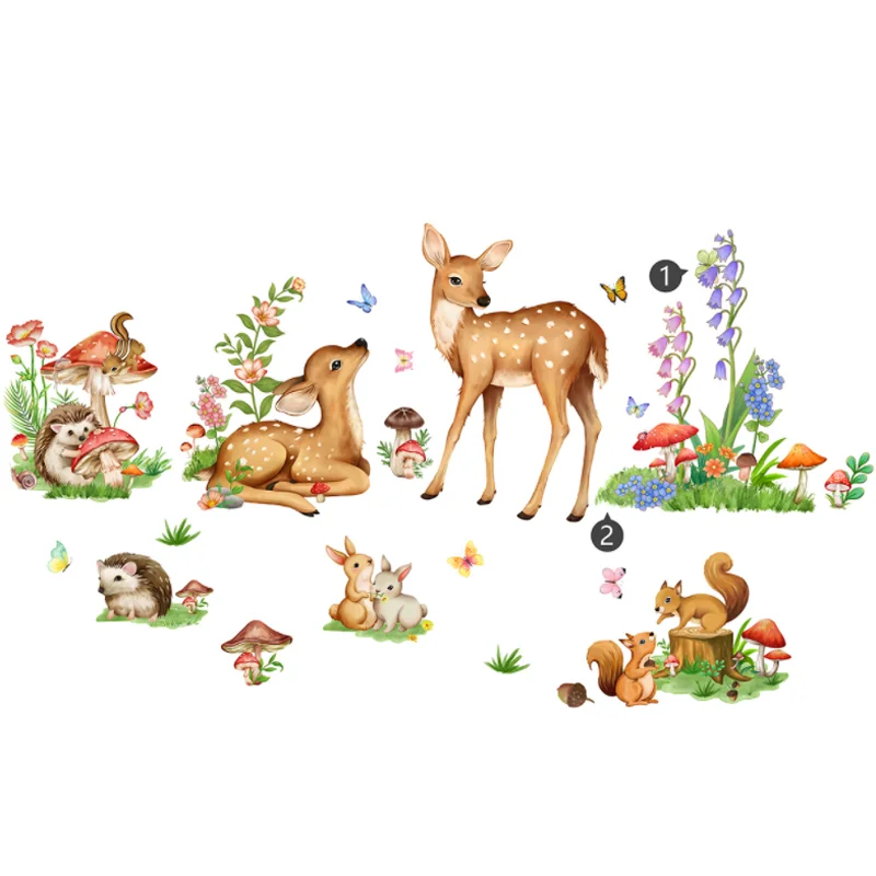 

Animals Plants Flowers Wall Sticker Children's Bedroom Background Decora Kindergarten Classroom Sticker Antifouling Removable