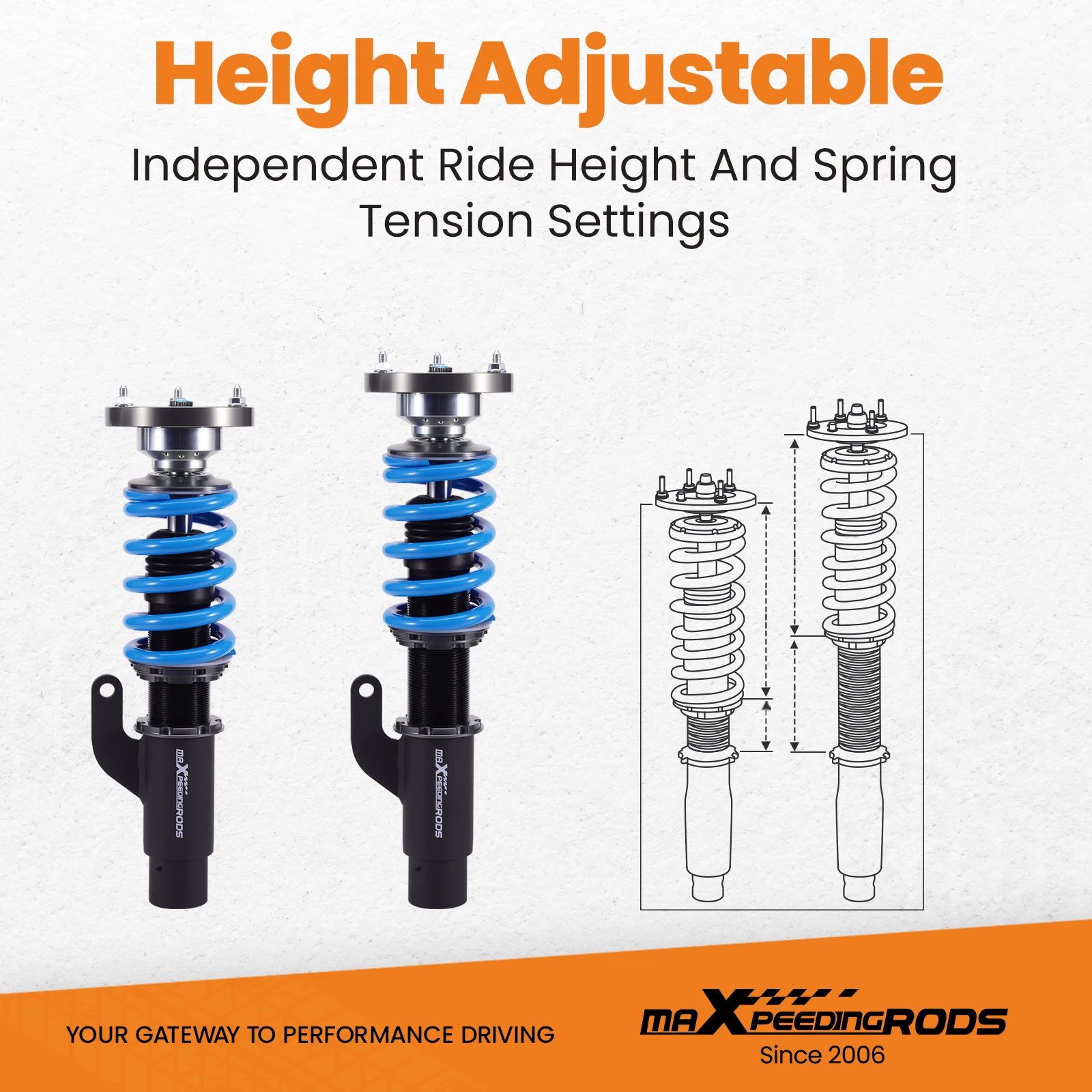 MaXpeedingrods T6 Coilovers Lowering Coils for BMW 3-Series E90 xDrive AWD 06-11 Coilovers Lowering Coils