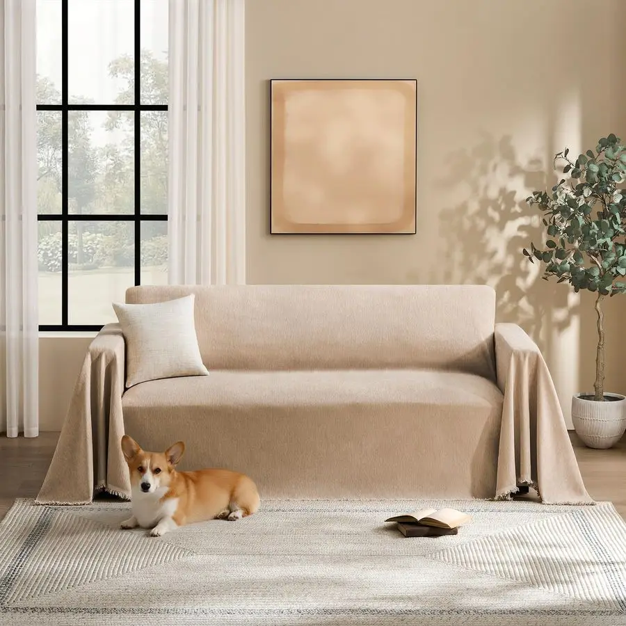 

Чехол для дивана для собак, моющийся чехол для секционного дивана на 2 подушки, чехол-плед из синели, накидки на секционные диваны