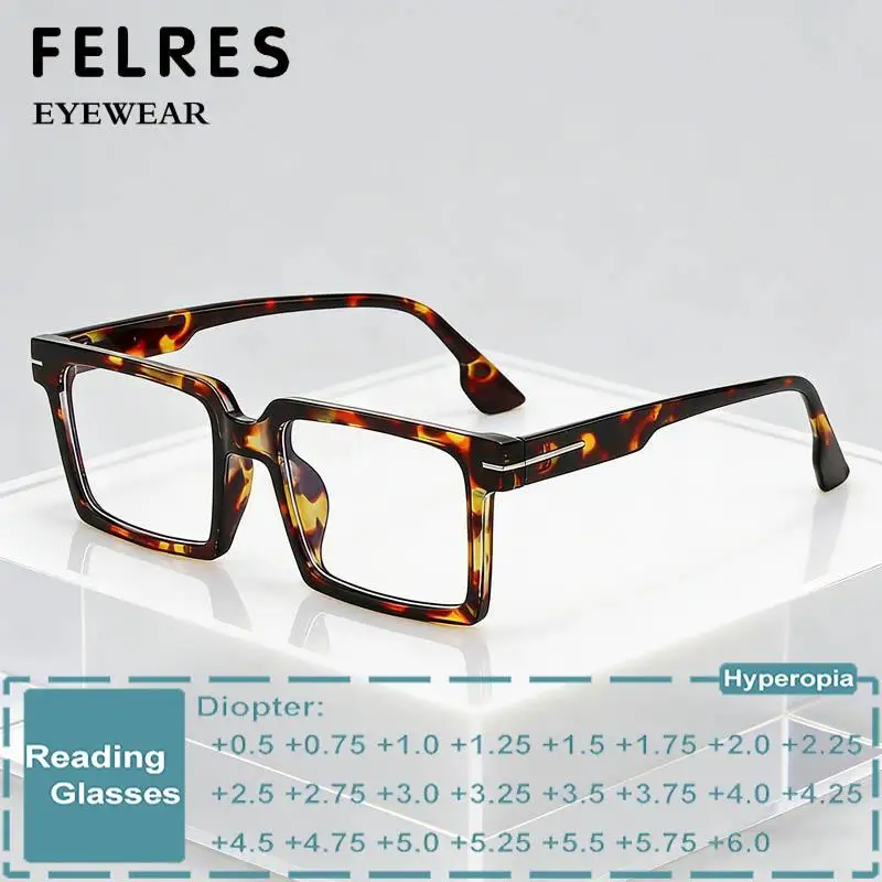 Designer Square Clear Anti Blue Light Reading Glasses Men Women Trendy Finished Prescription Glasses Single Focus Readers