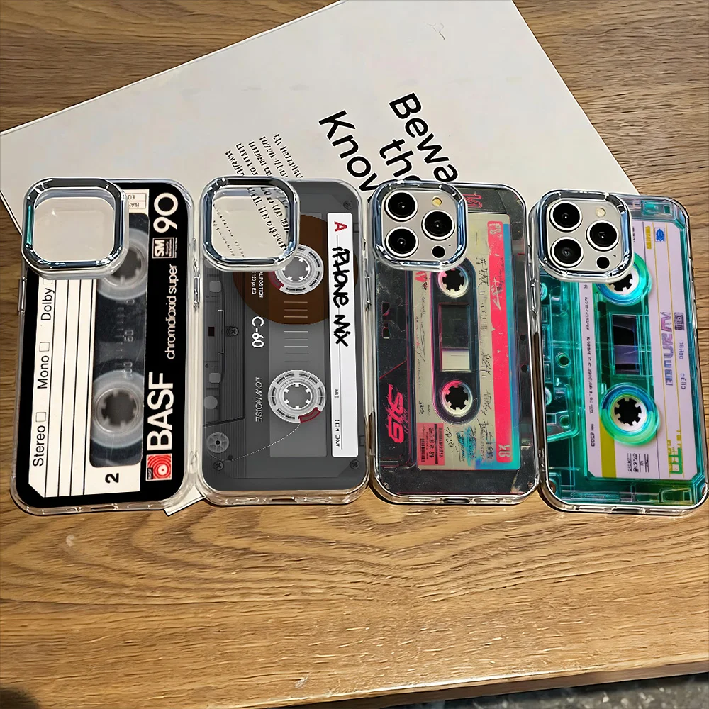 Retro Kassetten-Telefonhülle für Samsung Galaxy S26 S25 S24 S23 S22 S21 S20 Note20 FE Ultra Edge Plus 4G 5G Transparente Weiche Schutzhülle