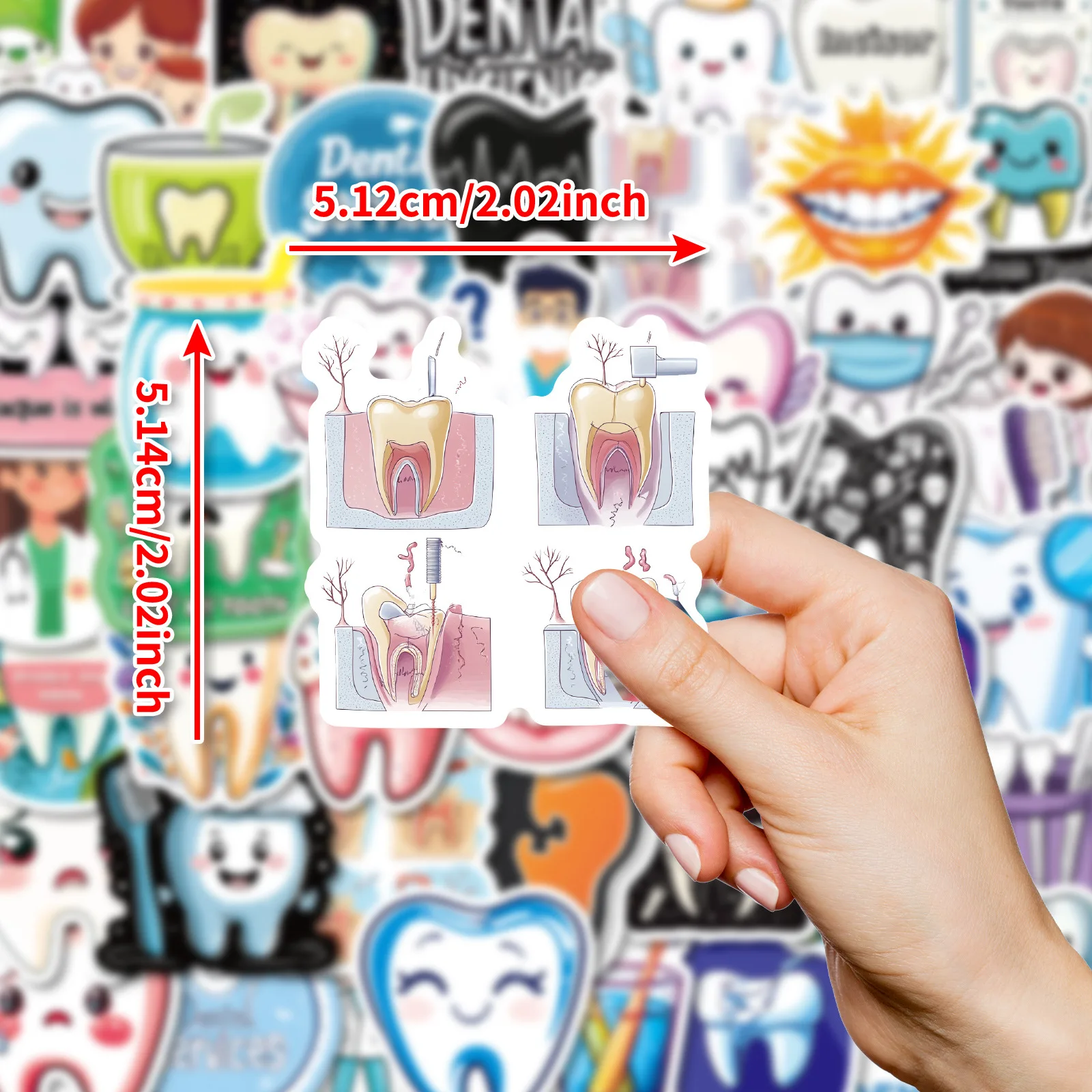 10/50PCS  Cute Funny Teeth Care Protect Tooth Stickers Waterproof Graffiti Scrapbook Skateboard Laptop Guitar Motorcycle Sticker