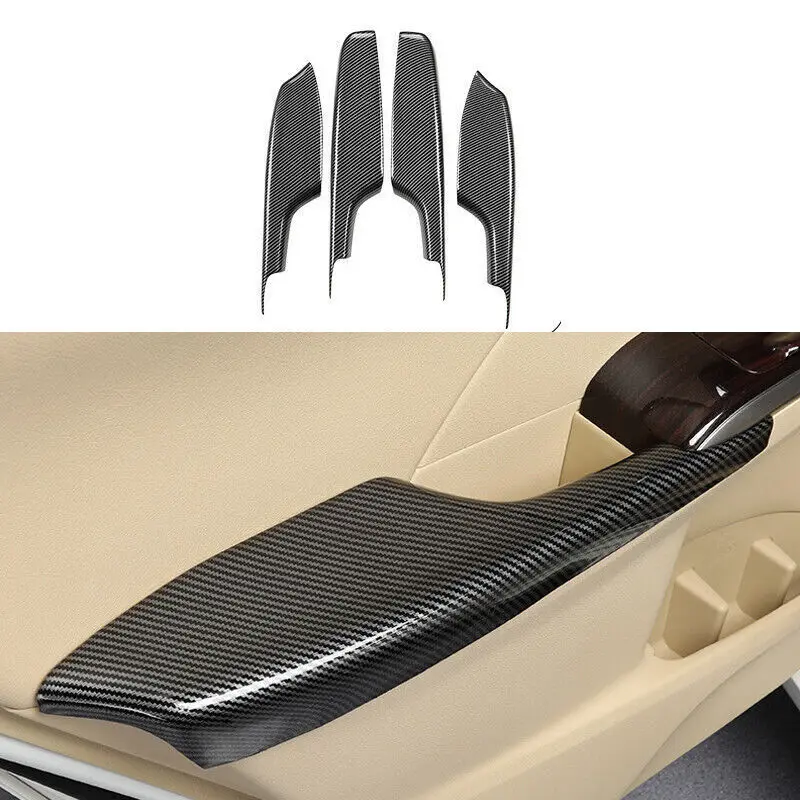 4x ABS Carbon Fiber Pattern Door Armrest Cover Trim For Toyota Camry 2012-16 17