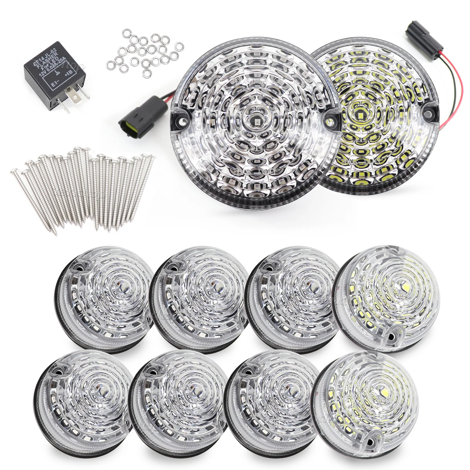 8/10PCS LED Complete Update kit Turn Signal Light/Parking Light/Brake Stop Light For Land Rover Defender 90/110 1983-1990