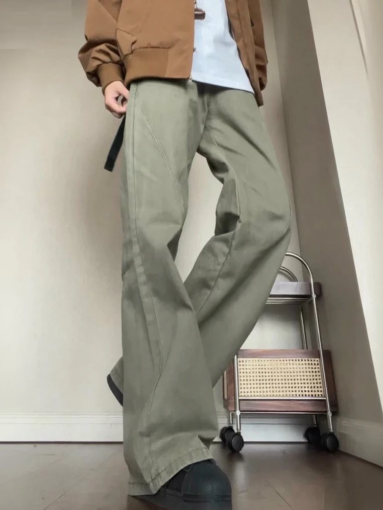 

Military een American Sle Knife Workwear Pants Men's High Street Vibe Denim Leg Lengthening Straight Leg Flared Pants