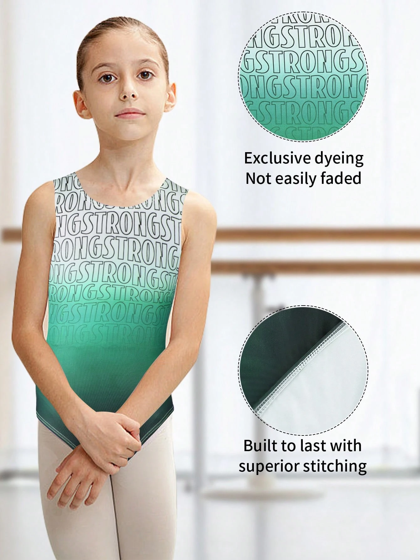 Girls Ballet Dance Leotard Gradient color crease-resistantmaterial Gymnastic Outfits ToddlerSleevelessTank Dancewear