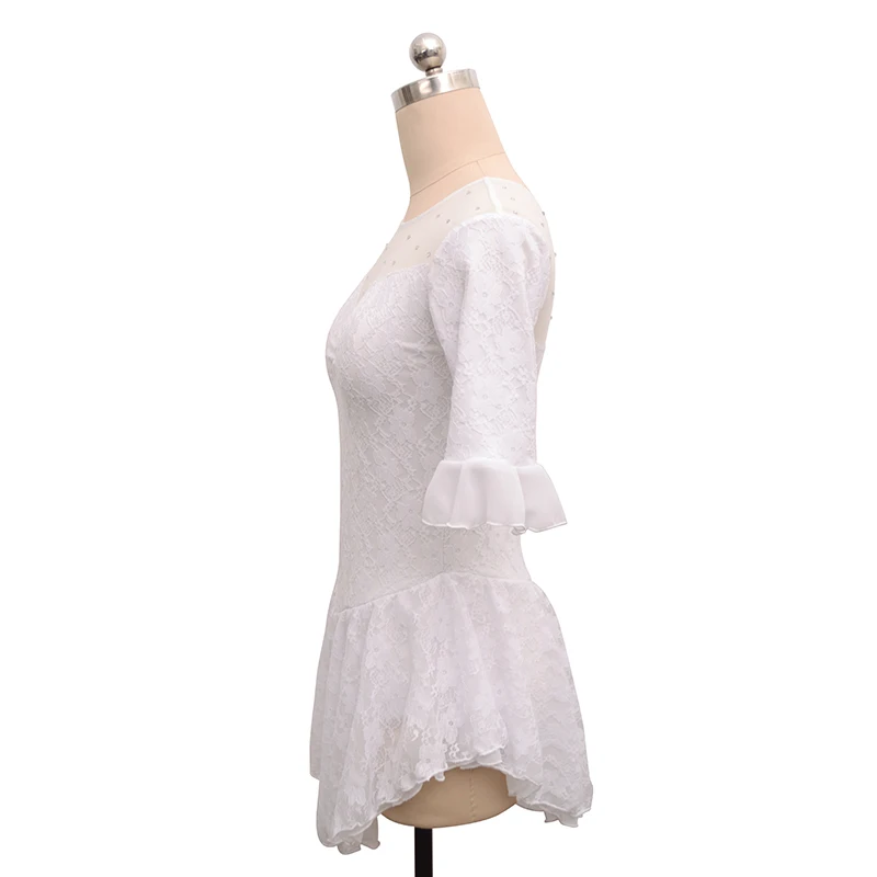 Children's Figure Skating Competition Dress Women's Rhythmic Gymnastics Performance Lace Pagoda Sleeve Performance Dress Skirt view 4